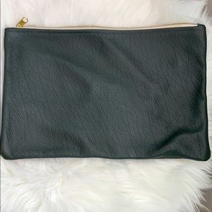 Hunter green leather pouch/ clutch
